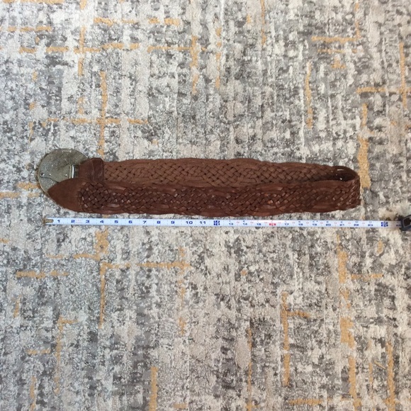 bebe Brown Woven Belt with Silver Buckle